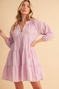 Mini-Robe Étudiée à Manches Ballon et Volants Superposés pour Femme – Un Style Tendance et Chic avec des Manches Ballon Modernes et des Volants Étudiés pour un Look Joueur et Coquet