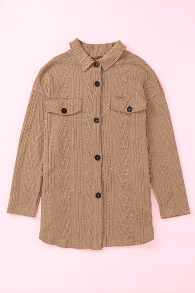 Veste femme rétro Camel à épaules tombantes et boutonnage intégral