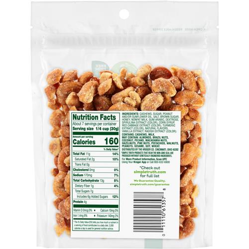 Noix de cajou aromatisées aux éclats de sucre Simple Truth 7 oz