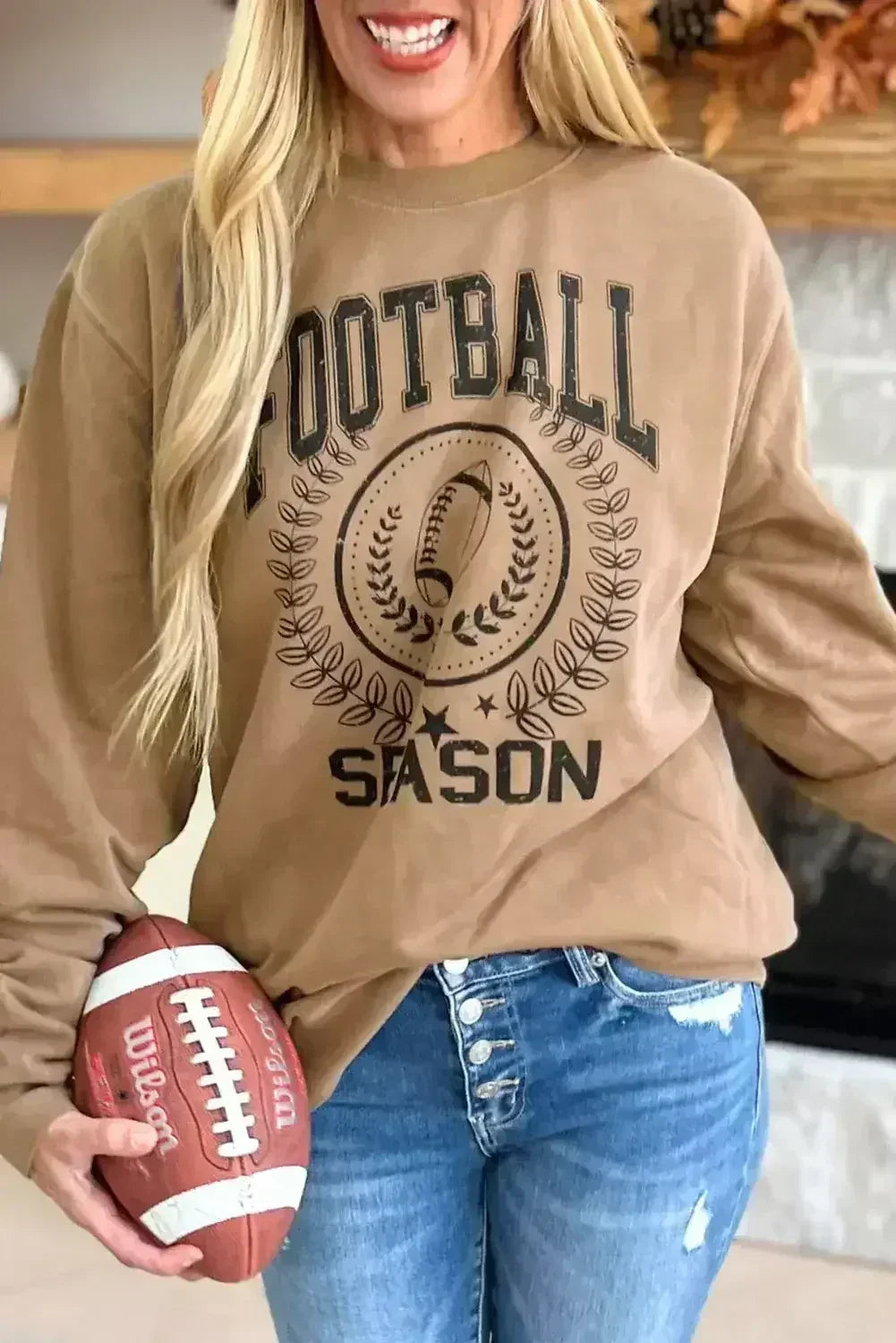 Sweat-shirt graphique Kaki "Jour de match Rugby" SAISON DE FOOTBALL