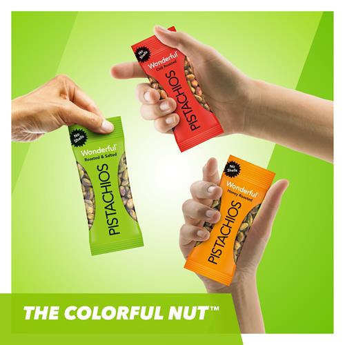 Wonderful Pistachios Sans Coque, Pack Variété Mélangée de 3 Saveurs (9 x 21g), Pistaches Grillées & Salées (4), Chili Grillées (3), Miel Grillées (2), Snacks Protéinés, Sans Gluten, Essentiels du Garde-manger, Sant