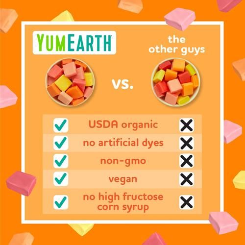 Bonbons à mâcher biologiques Yumearth, saveur de fruits, 142g, sans allergènes, sans gluten, sans OGM, végétaliens, sans arômes ni colorants artificiels (Lot de 1)