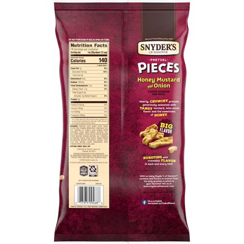Bretzels Snyders Of Hanover en morceaux, miel moutarde et oignon, format familial 510 g