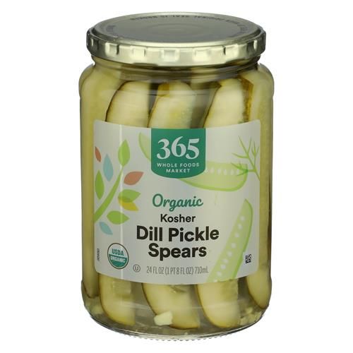 Whole Foods Market, Lances de cornichons à l'aneth casher biologiques, 710 ml