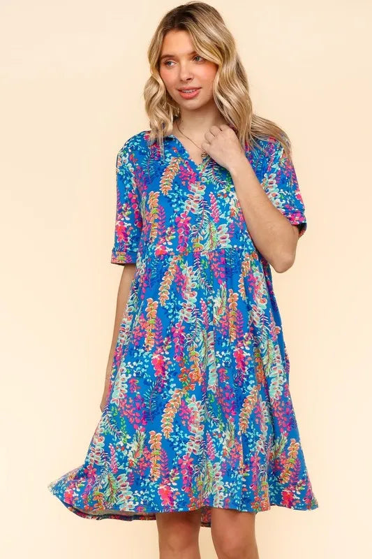 Robe Babydoll à Col Johnny avec Poches Latérales – Robe Babydoll, Robe à Col Johnny, Robe à Poches, Robe Boutonnée, Robe Coupe Ample