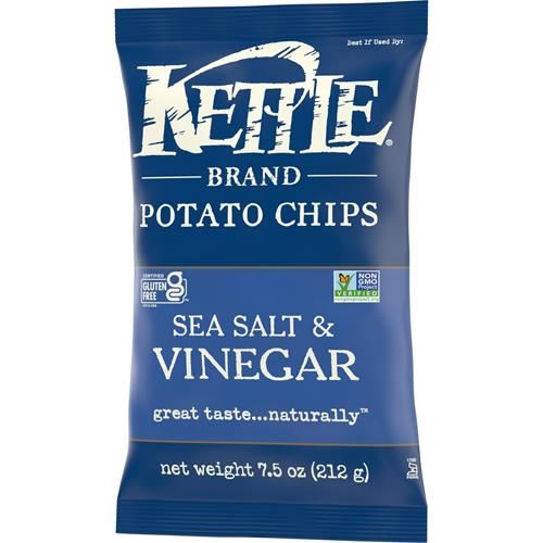 Croustilles Kettle Brand au Vinaigre de Sel de Mer, Sans Gluten, Sans OGM, Sac de 212 g