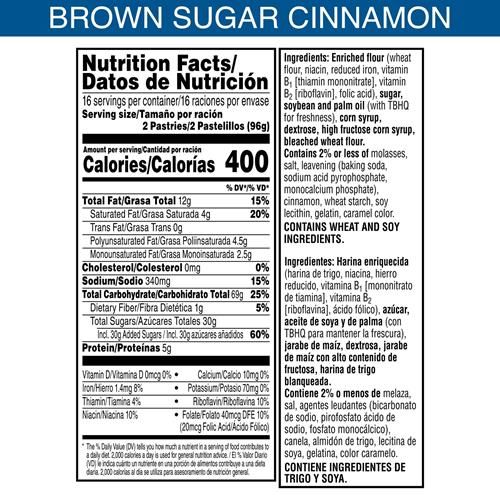 Pâtisseries à toaster pour le petit-déjeuner Pop-Tarts, Cannelle Sucre roux glacé, Paquet familial (32 unités)