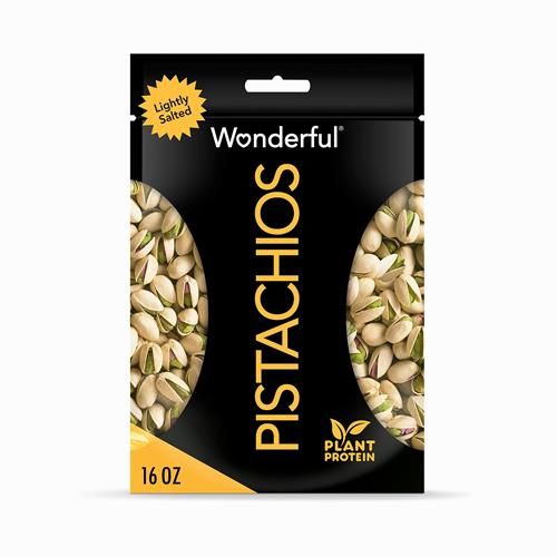 Wonderful Pistaches en Coque, Noix Légèrement Salées, Sachet Refermable de 453 g, Snacks Protéinés, Sans Gluten, Aliment Sain, Snacks de Bureau