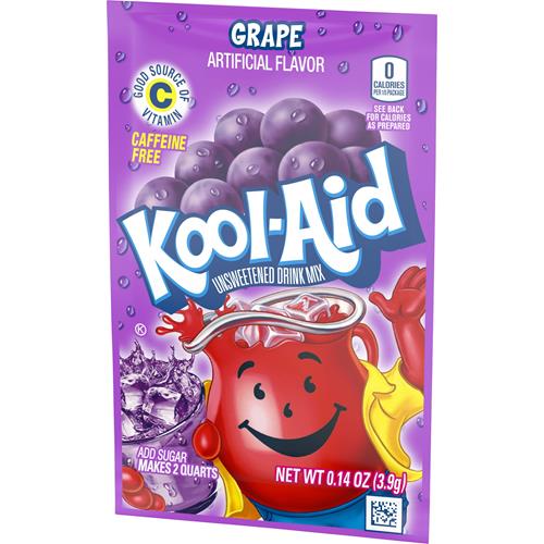 Mélange à boisson en poudre sans sucre Kool-Aid, saveur raisin, sachet de 4 g