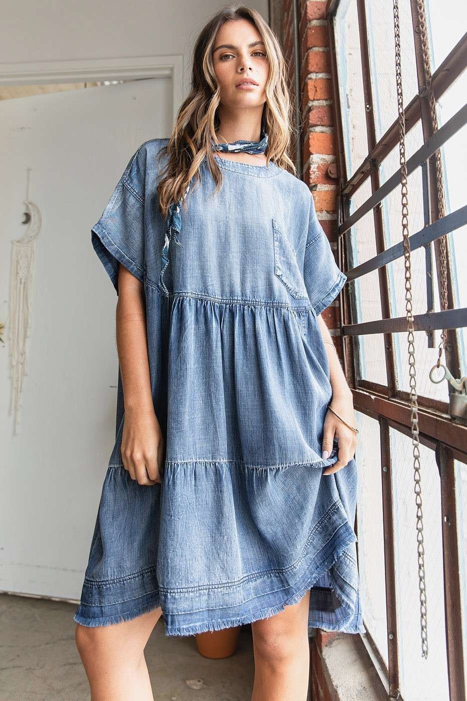 Robe Courte Ample Coupe Relax Bohème Confortable et Respirante pour Femme
