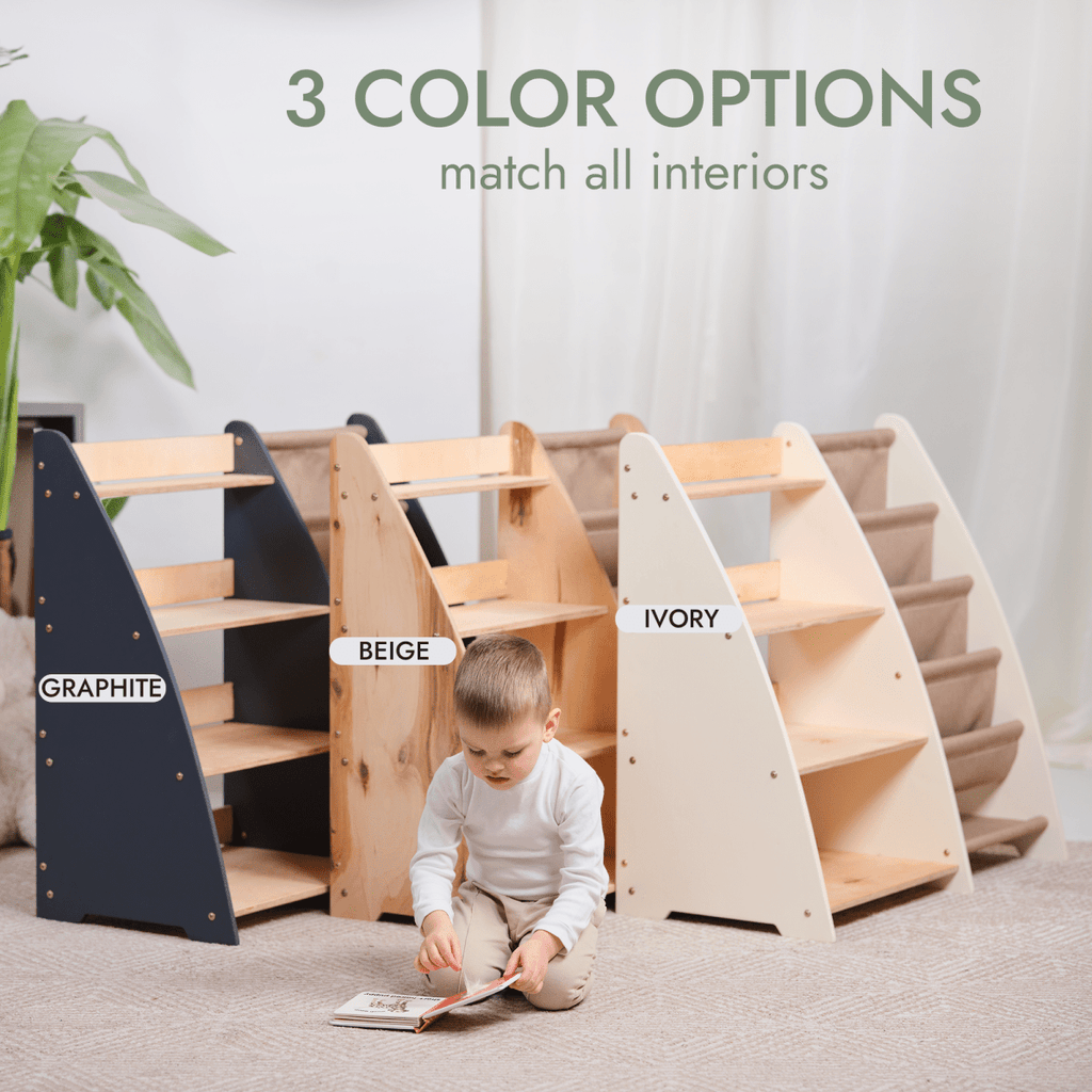 Étagère Montessori 2-en-1 pour Livres et Jouets