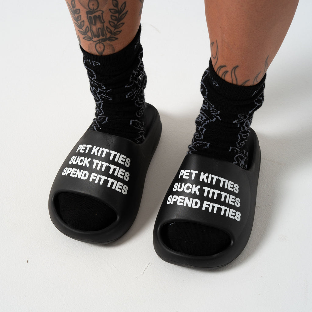 Pet Kitties Cloud Slides (Black)