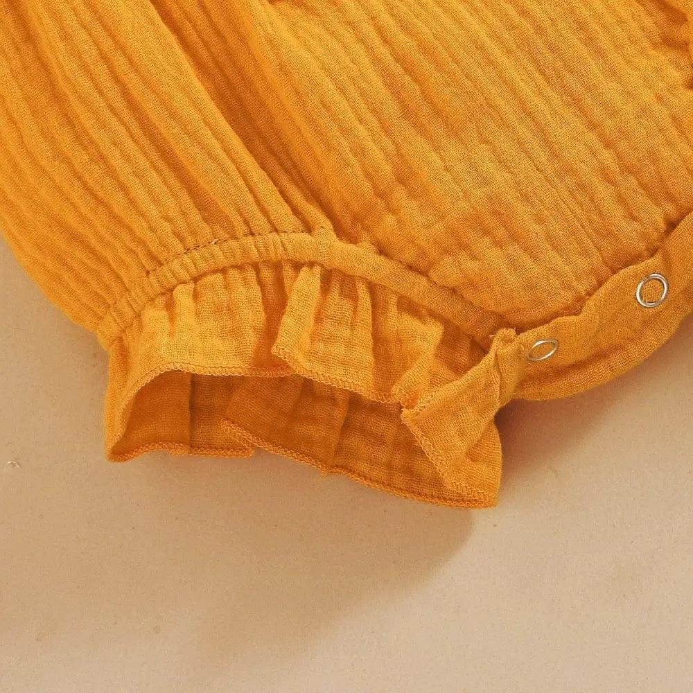 Combinaison 2 pièces d'été pour nouveau-né, barboteuse et bandeau à volants sans manches pour bébés filles - Vêtements de bébé fille barboteuse à volants