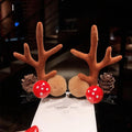2 pinces à cheveux oreilles de cerf mignonnes pour Noël, pinces à cheveux pour filles, barrettes à bois de dessin animé, jolies pinces à cheveux à pompons, accessoires de mode pour femmes