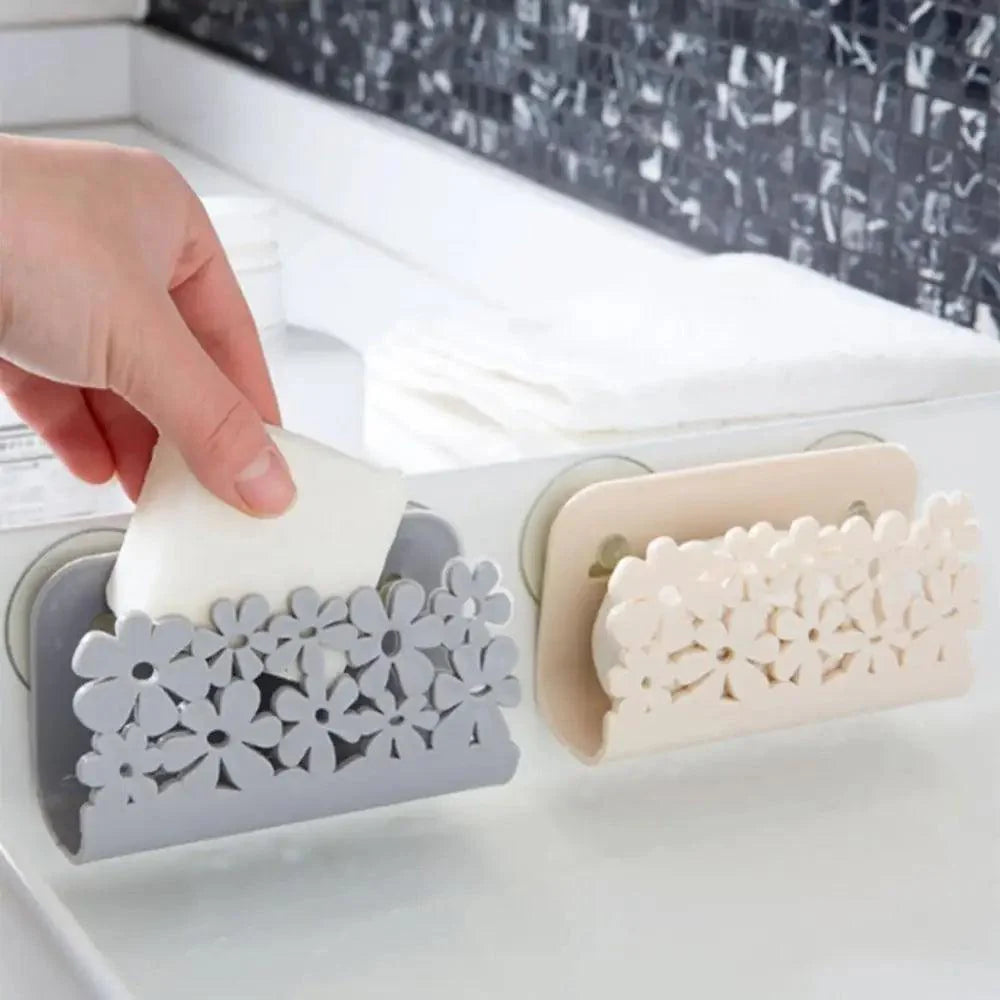 Support de séchage durable pour cuisine et salle de bain, lot de 2, support de rangement à ventouse pour éponges d'évier de toilette, support à ventouse pour torchons, support de rangement pour brosses et savon