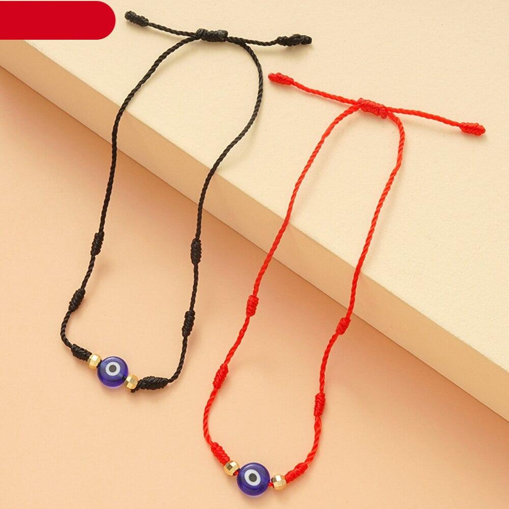 2 bracelets de couple avec pendentif œil, bijoux porte-bonheur, bracelets en corde tressée, carte mode, promesse d'amitié, bracelets assortis à distance pour couple, famille, bracelets ajustables faits à la main, cordons tressés, bijoux de protection