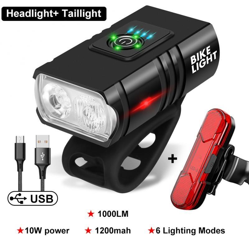 2 lampes LED de vélo, avant et arrière, rechargeables par USB, phares de vélo, feux arrière de cyclisme, éclairage super lumineux avant et arrière de vélo, rechargeables par USB, durables, étanches, pour VTT, casque, route, conduite de nuit, pour vélo