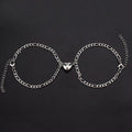 2pcs/paire Pendentif en acier inoxydable à attraction magnétique Bracelets de couple Bijoux Bracelet en chaîne en acier titane Bracelets de couple pour femmes hommes Bracelets magnétiques en forme de cœur en acier inoxydable pour couples