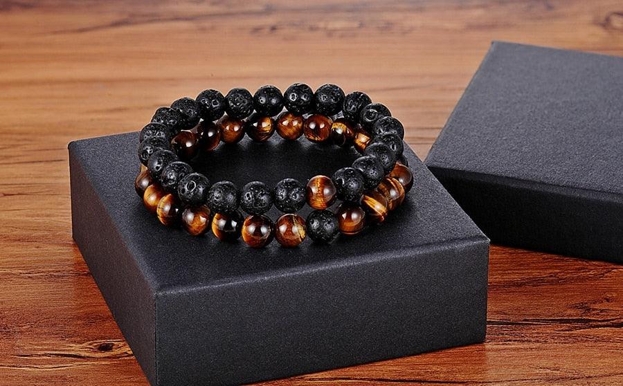 2pcs/set 7 styles bracelet de couple à distance en pierre naturelle perles de yoga pour hommes femmes cadeau d'amitié bracelet à perles naturelles pour femmes bracelet à perles naturelles avec breloque en pierre concassée