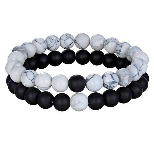 2pcs/set 7 styles bracelet de couple à distance en pierre naturelle perles de yoga pour hommes femmes cadeau d'amitié bracelet à perles naturelles pour femmes bracelet à perles naturelles avec breloque en pierre concassée