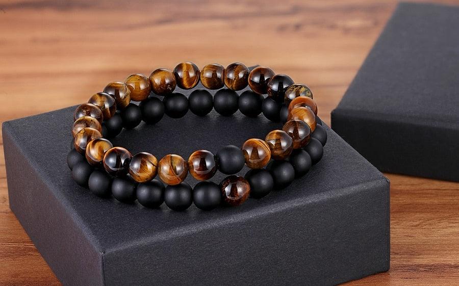 2pcs/set 7 styles bracelet de couple à distance en pierre naturelle perles de yoga pour hommes femmes cadeau d'amitié bracelet à perles naturelles pour femmes bracelet à perles naturelles avec breloque en pierre concassée