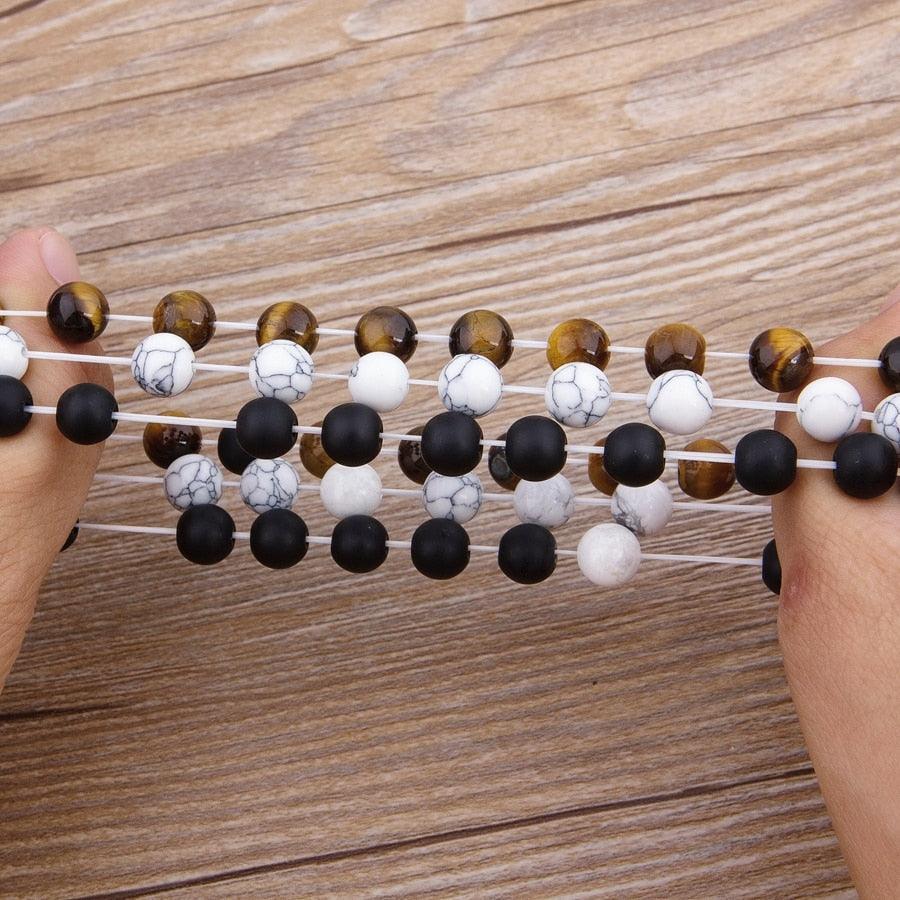 2pcs/set 7 styles bracelet de couple à distance en pierre naturelle perles de yoga pour hommes femmes cadeau d'amitié bracelet à perles naturelles pour femmes bracelet à perles naturelles avec breloque en pierre concassée