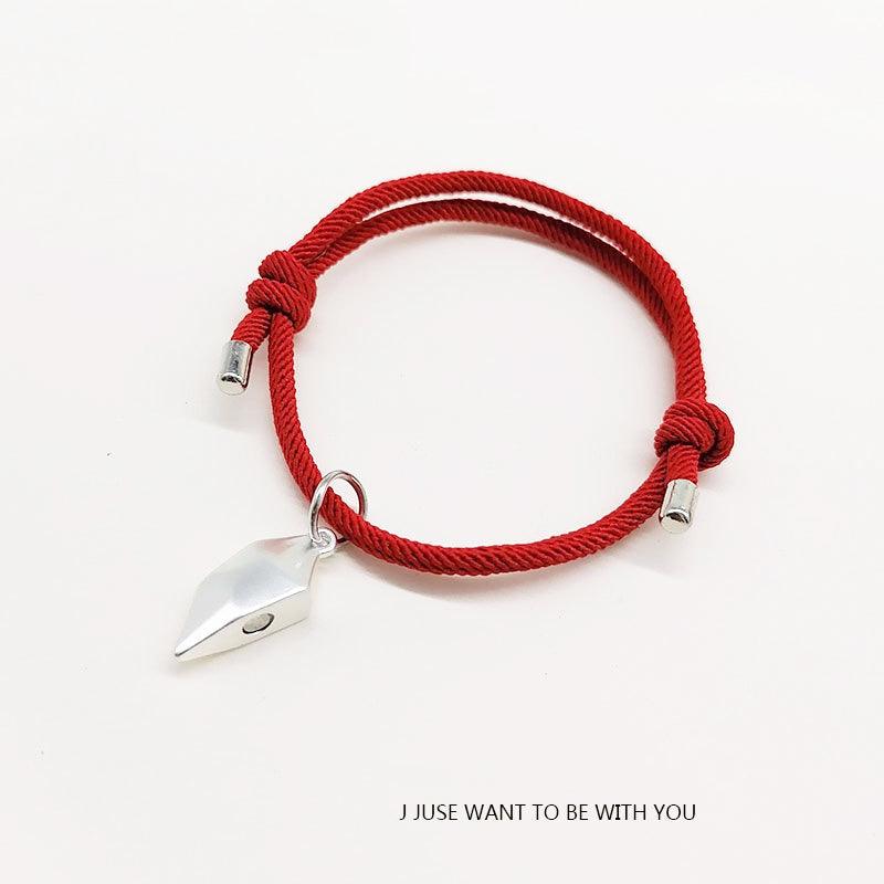 Lot de 2 bracelets magnétiques avec pendentif en forme de cœur pour homme et femme, bracelets assortis « Two Souls One Heart » pour couples, bracelets créatifs aimantés avec pierre de vœux pour amoureux