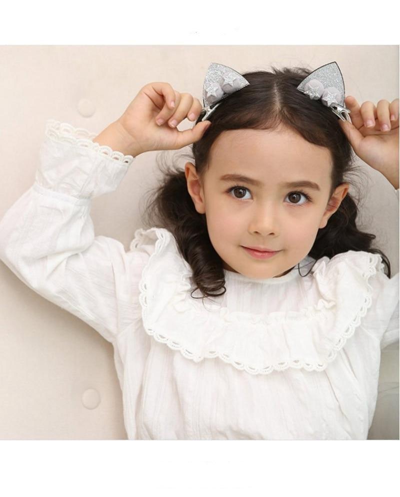 2 pièces/ensemble pinces à cheveux mignonnes pour filles, paillettes arc-en-ciel, fleurs en feutre, épingles à cheveux, oreilles de chat, barrettes en forme de lapin, accessoires pour cheveux pour enfants, pour fêtes d'Halloween, cosplay pour filles