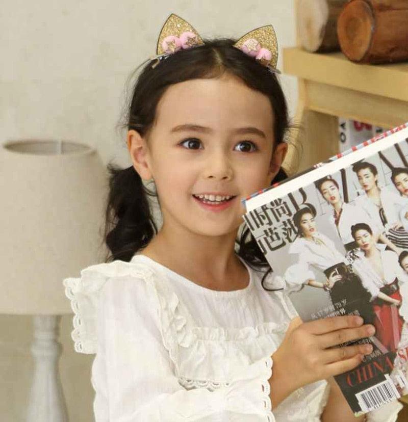 2 pièces/ensemble pinces à cheveux mignonnes pour filles, paillettes arc-en-ciel, fleurs en feutre, épingles à cheveux, oreilles de chat, barrettes en forme de lapin, accessoires pour cheveux pour enfants, pour fêtes d'Halloween, cosplay pour filles