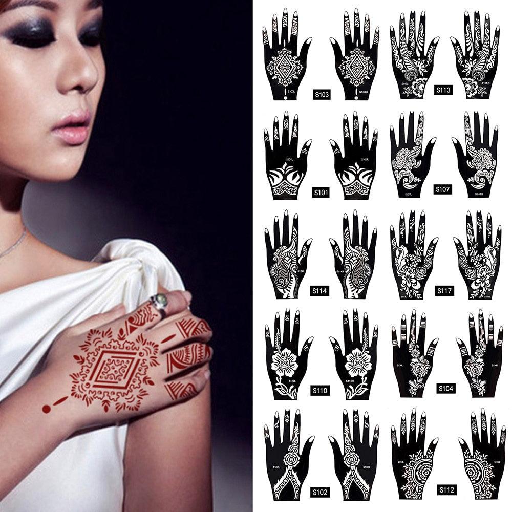 2 Pièces/Set Tatouage Temporaire Femme 25 Modèles Luxe Body Art Tatouage Imperméable Pour Mains Fête De Mariage