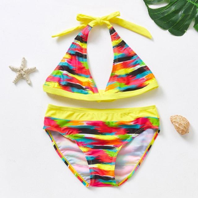 3-16 ans Maillot de bain deux pièces pour filles Motif dessin animé Volants Maillot de bain Bikini Set Épaule unique Tenue de plage Princesse Deux pièces Maillot de bain Maillot de bain enfant Filles Maillot de bain Bikini Set