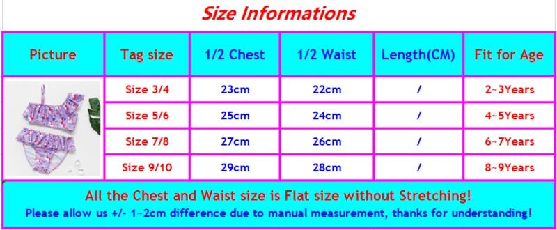 3-16 ans Maillot de bain deux pièces pour filles Motif dessin animé Volants Maillot de bain Bikini Set Épaule unique Tenue de plage Princesse Deux pièces Maillot de bain Maillot de bain enfant Filles Maillot de bain Bikini Set