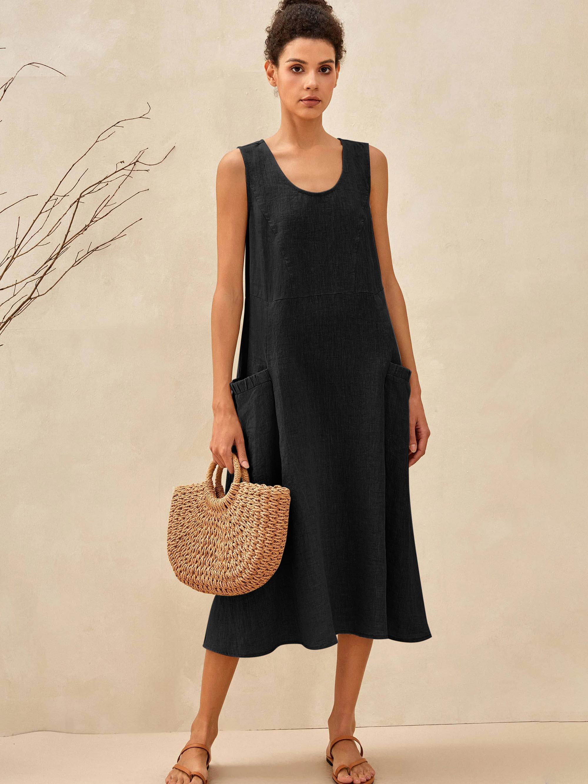 Robe de plage trapèze 100 % lin GIANA