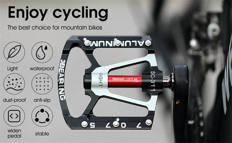 3 roulements Pédales de vélo ultralégères antidérapantes Pédales de route Cyclisme Pédales de vélo à roulement étanche Accessoires Pédales de roulement pour vélo Pédales de vélo légères pour vélos de route
