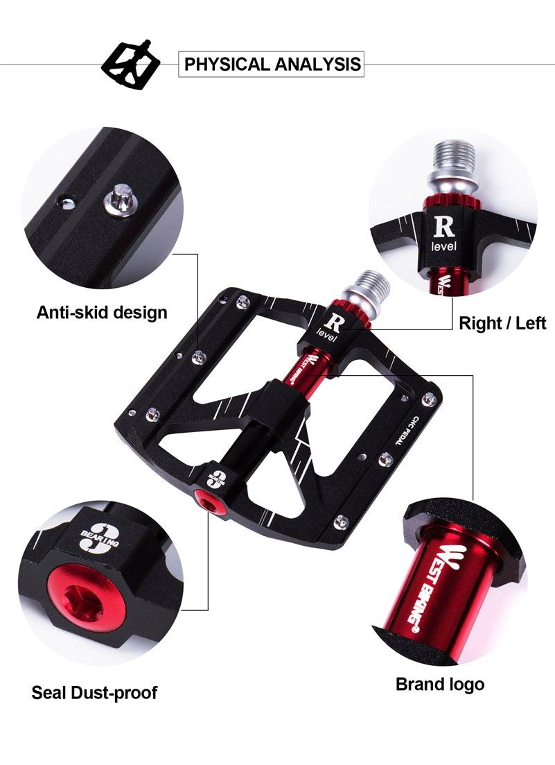 3 roulements Pédales de vélo ultralégères antidérapantes Pédales de route Cyclisme Pédales de vélo à roulement étanche Accessoires Pédales de roulement pour vélo Pédales de vélo légères pour vélos de route