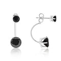 Boucles d'oreilles pendantes puces 3 carats élégantes en argent sterling avec éléments ronds noirs
