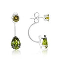 Boucles d'oreilles pendantes élégantes en argent sterling, 3 carats, avec éléments en forme de goutte d'eau verte