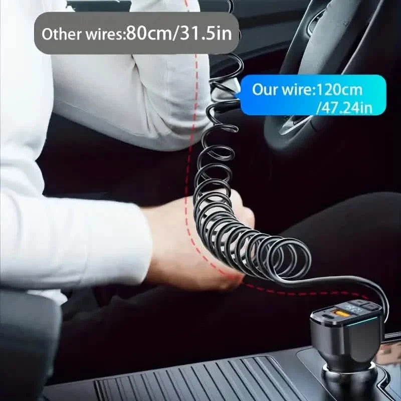 Chargeur de voiture rapide USB PD 65W 3-en-1 à 3 ports