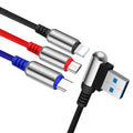 Câble de charge 3-en-1 USB vers Micro USB + Type C + Lightning Câble de charge rapide