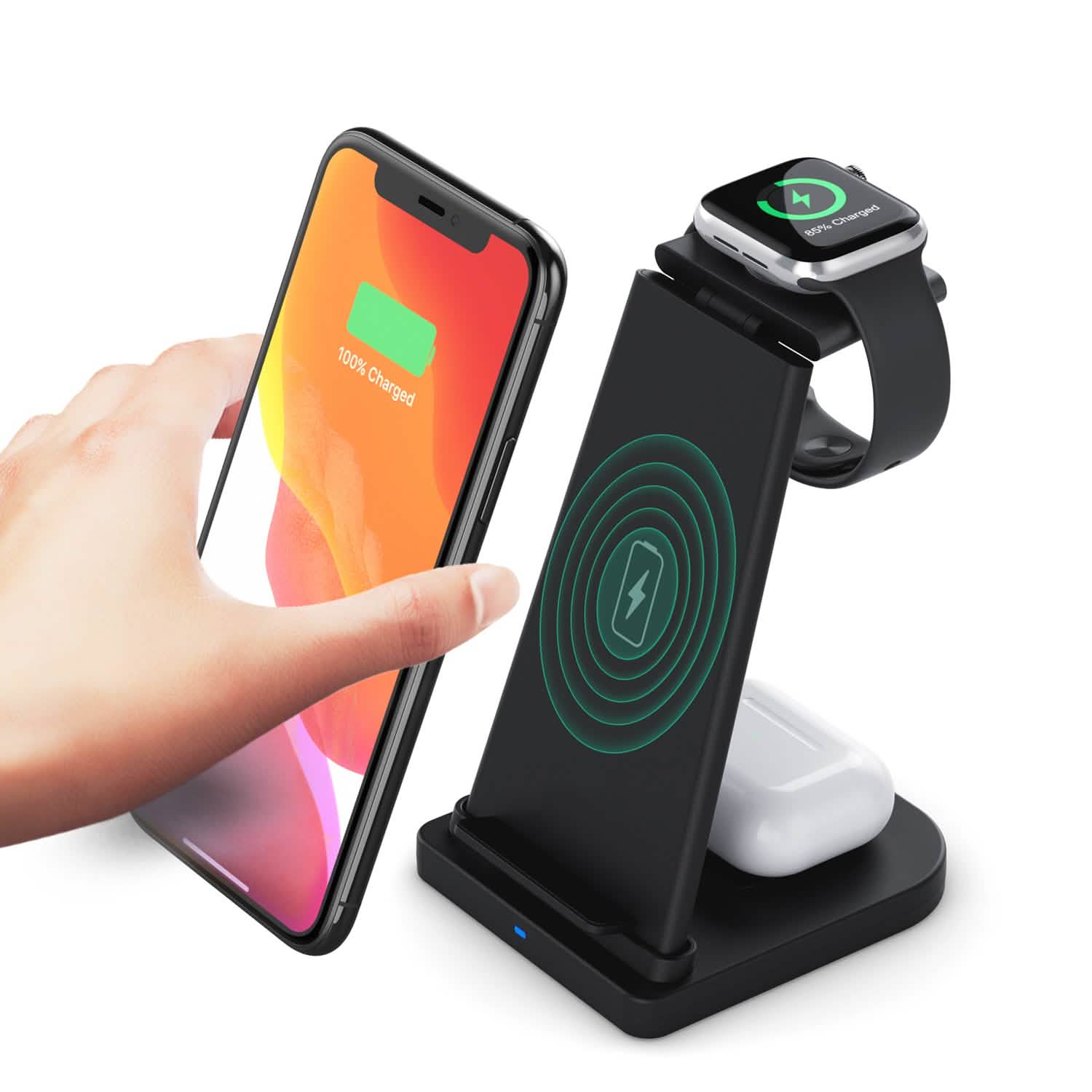 Support de charge rapide sans fil pliable 3-en-1