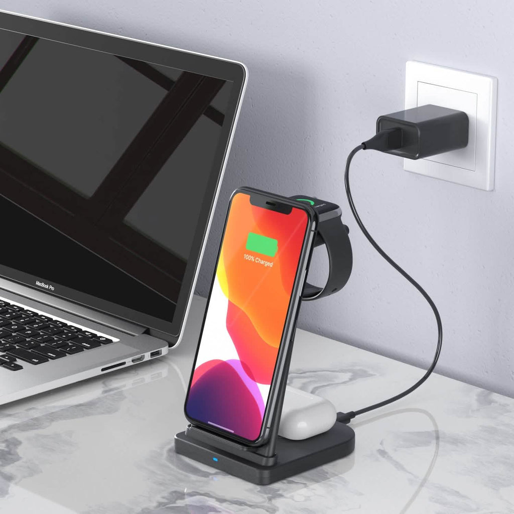 Support de charge rapide sans fil pliable 3-en-1