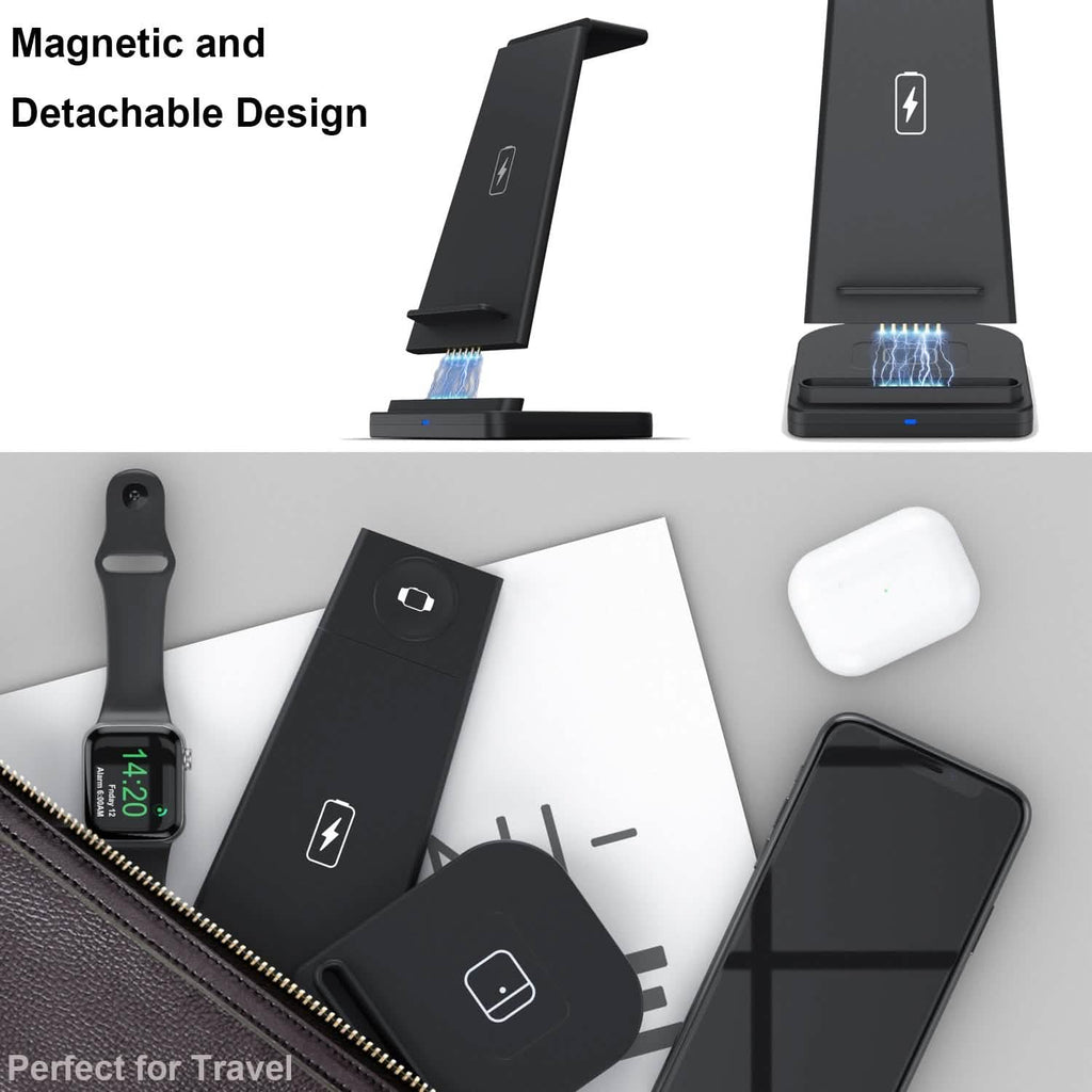 Support de charge rapide sans fil pliable 3-en-1