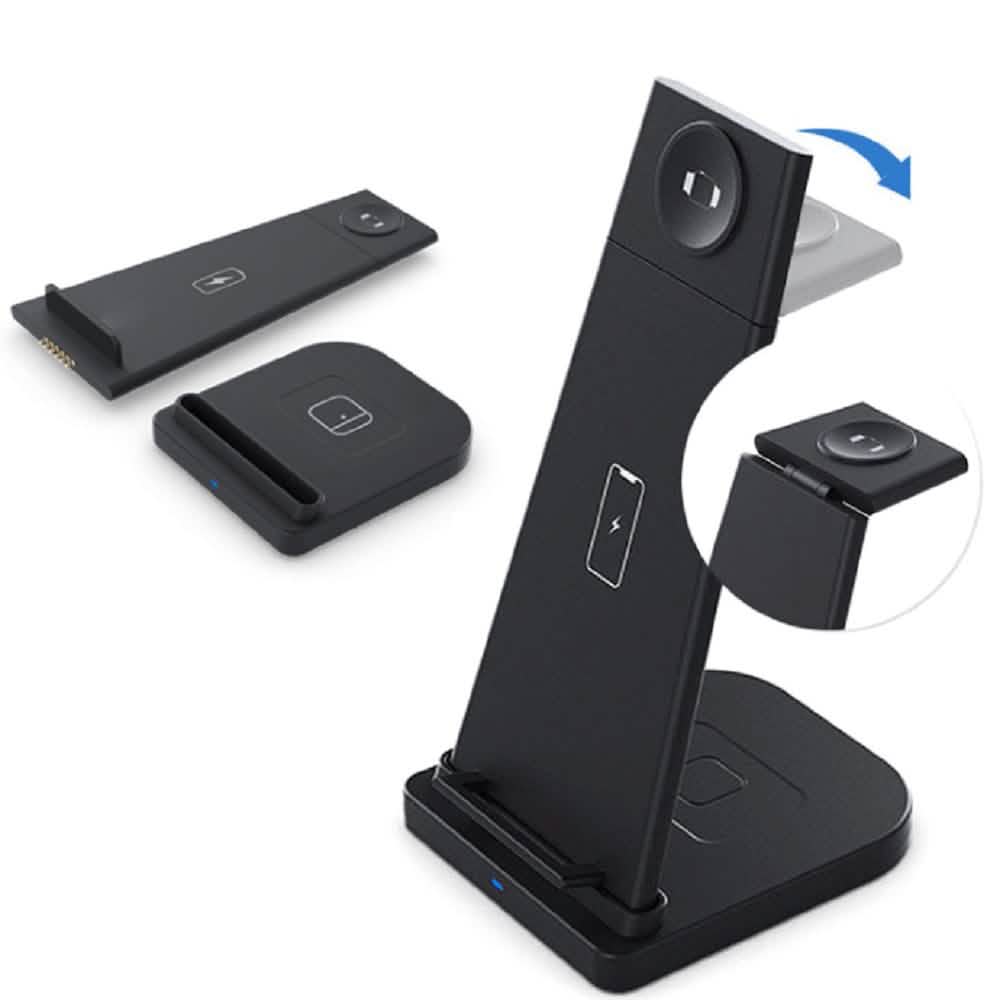 Support de charge rapide sans fil pliable 3-en-1