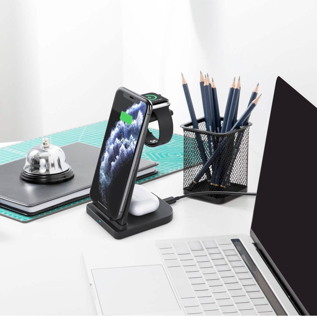 Support de charge rapide sans fil pliable 3-en-1