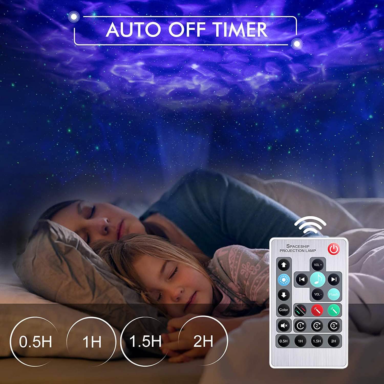 Projecteur Veilleuse Galaxie 3-en-1 avec Télécommande