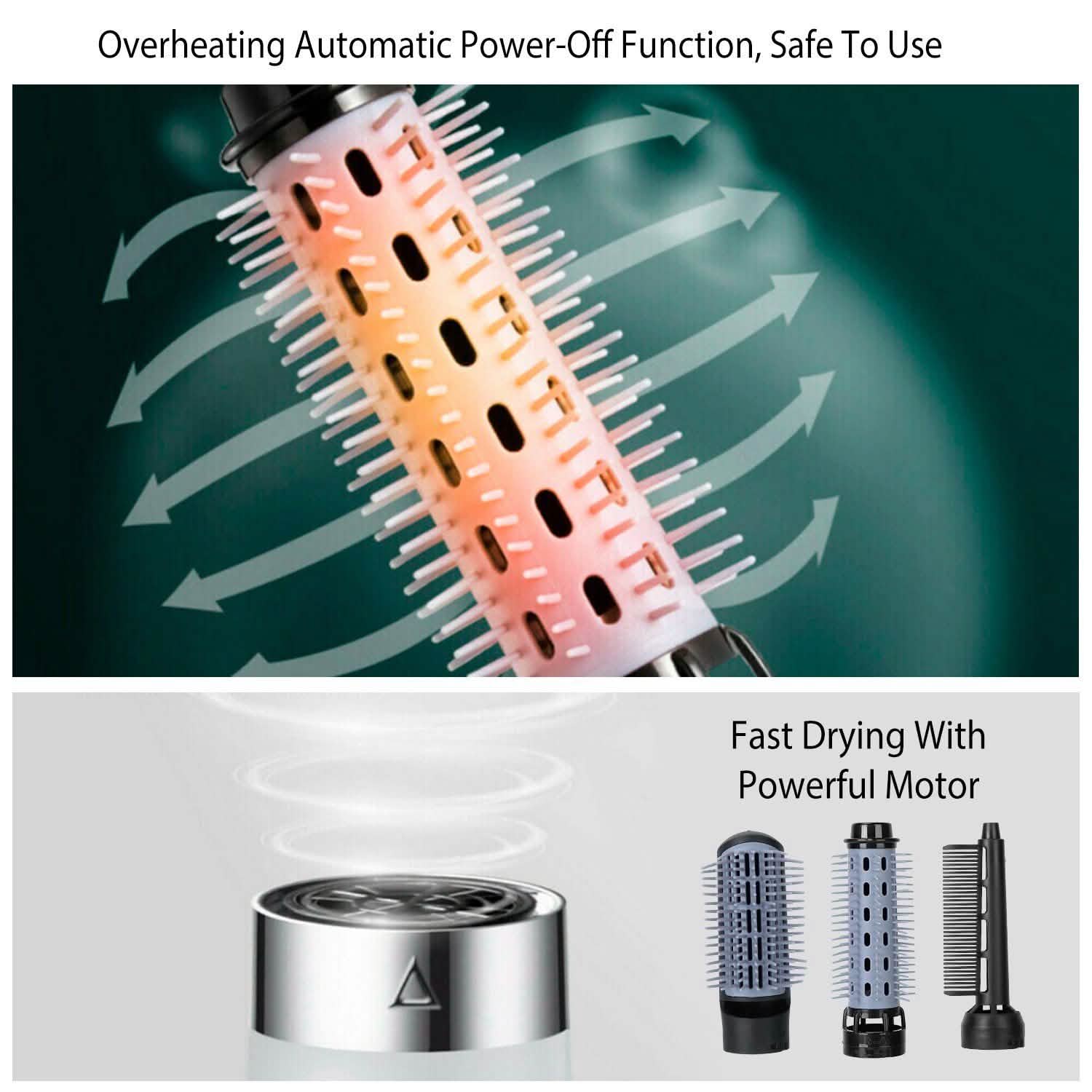 Brosse Soufflante 3-en-1 Sèche-Cheveux et Peigne Coiffant en un Seul Geste