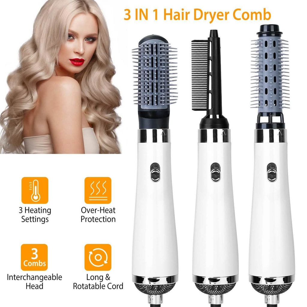 Brosse Soufflante 3-en-1 Sèche-Cheveux et Peigne Coiffant en un Seul Geste