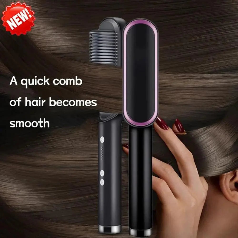 Peigne lissant multifonctionnel 3 en 1, brosse lissante noire et rouge portable, peigne à chauffage rapide pour homme, lisseur de barbe de voyage, cadeau parfait pour les adultes.