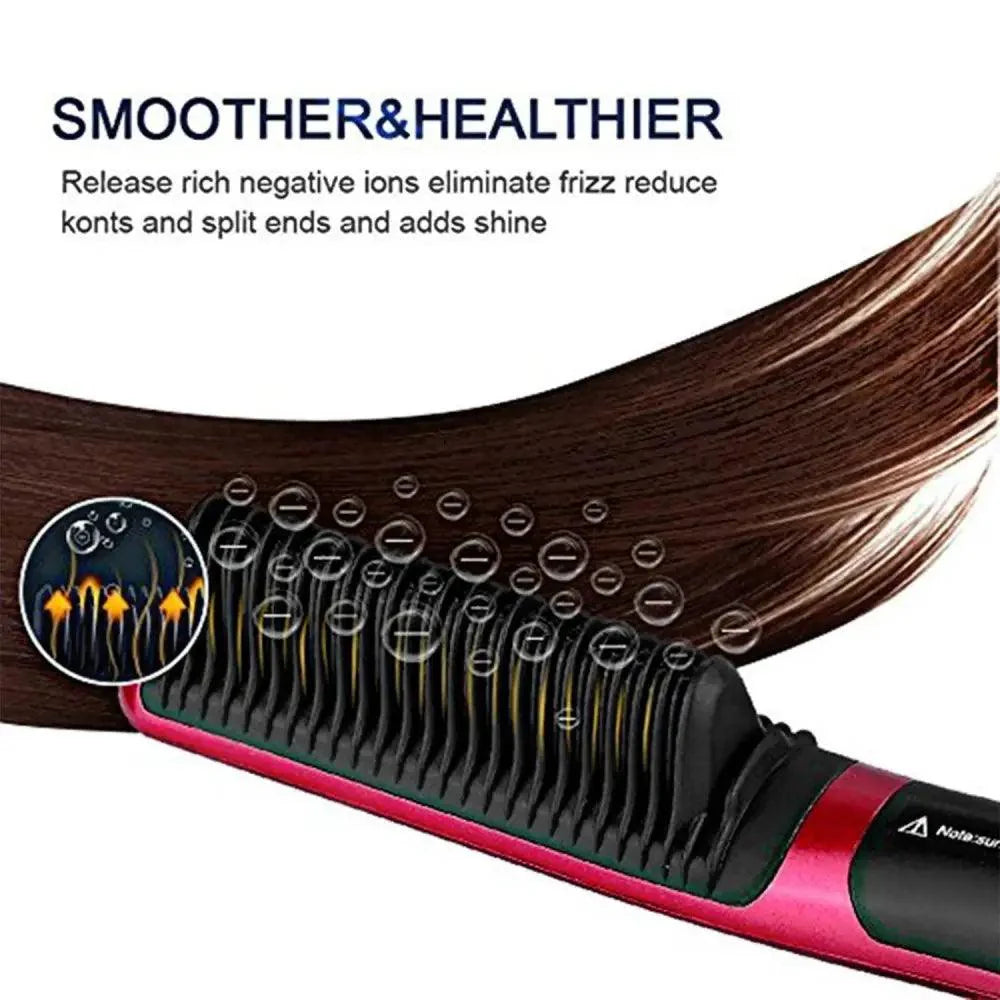 Peigne lissant multifonctionnel 3 en 1, brosse lissante noire et rouge portable, peigne à chauffage rapide pour homme, lisseur de barbe de voyage, cadeau parfait pour les adultes.