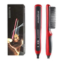 Peigne lissant multifonctionnel 3 en 1, brosse lissante noire et rouge portable, peigne à chauffage rapide pour homme, lisseur de barbe de voyage, cadeau parfait pour les adultes.